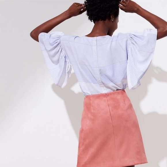 Loft Rose Faux Suede Wrap Skirt Tie Waist - Picture 4 of 11